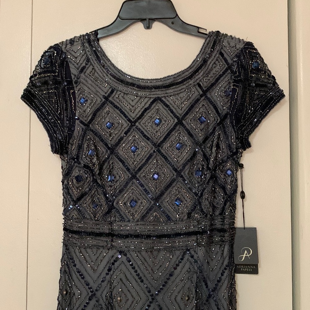 Adrianna Papell short sleeve beaded gown